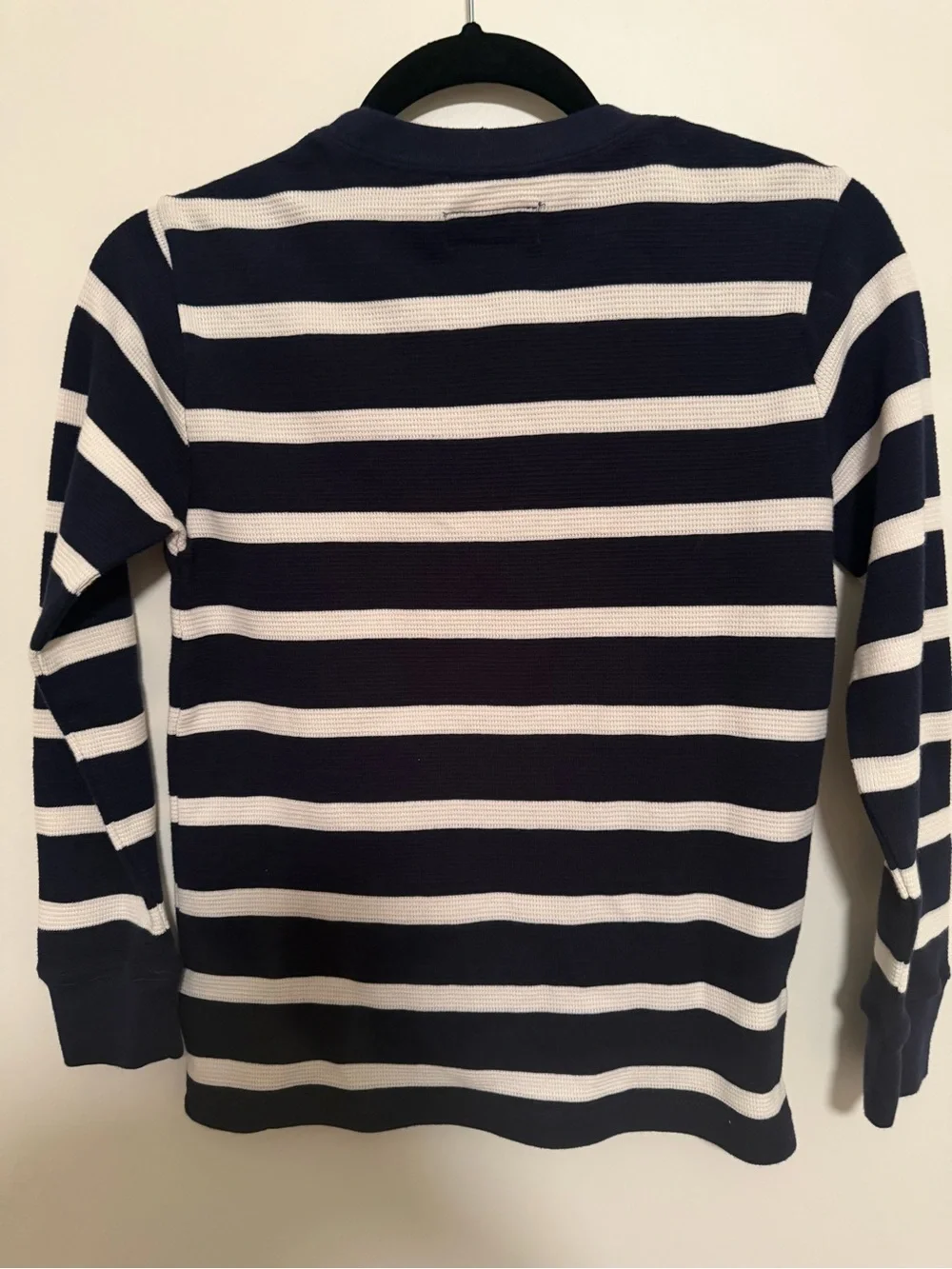 Ralph Lauren Navy, White Striped Long Sleeve waffle knit Tee